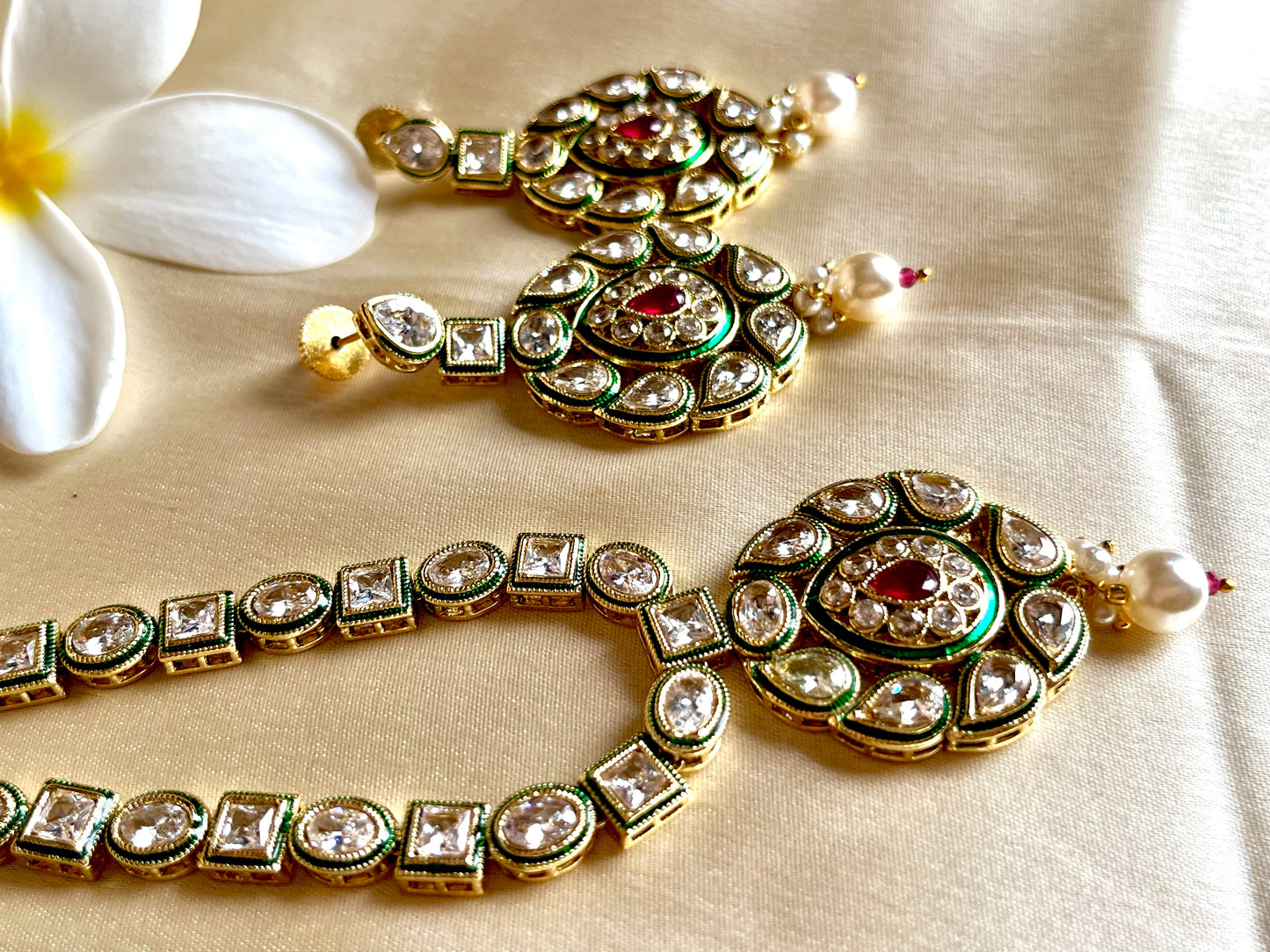 EMERALD RUBY ZIRCONIA NECKLACE SET
