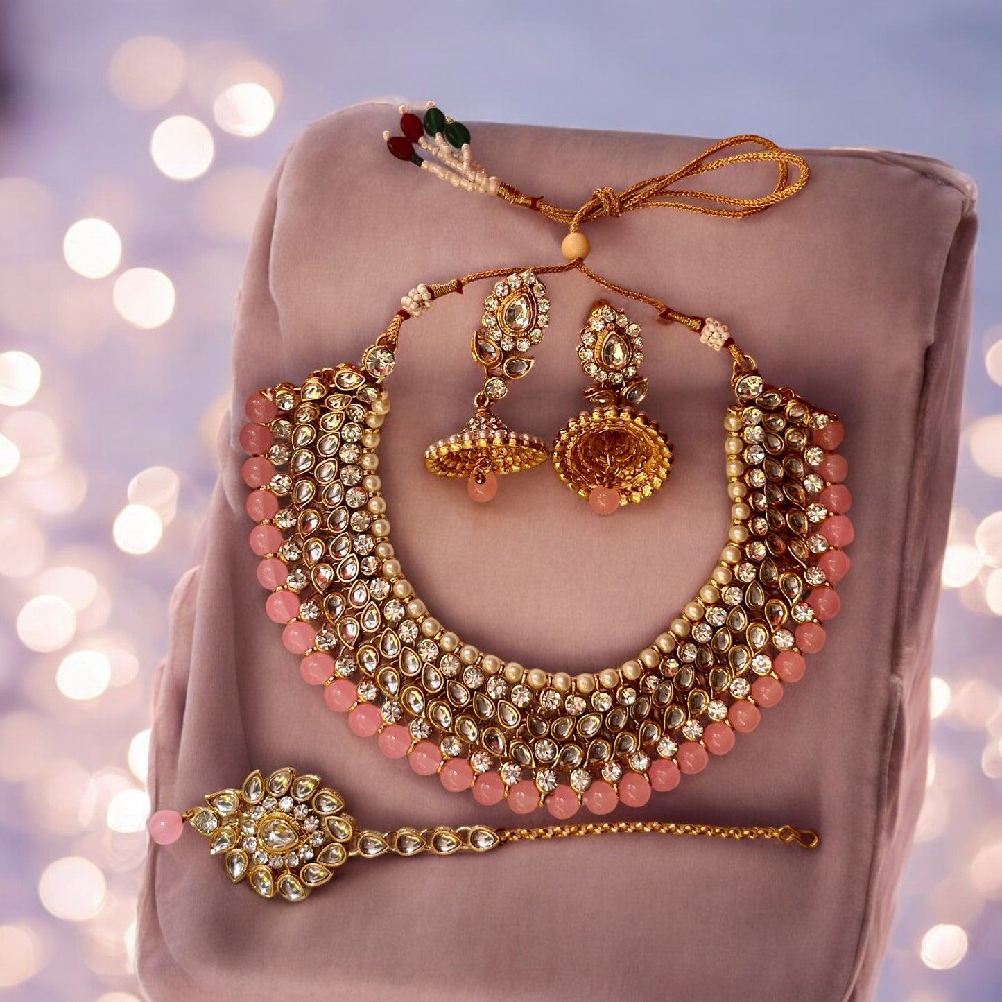 PINK DIA NECKLACE SET