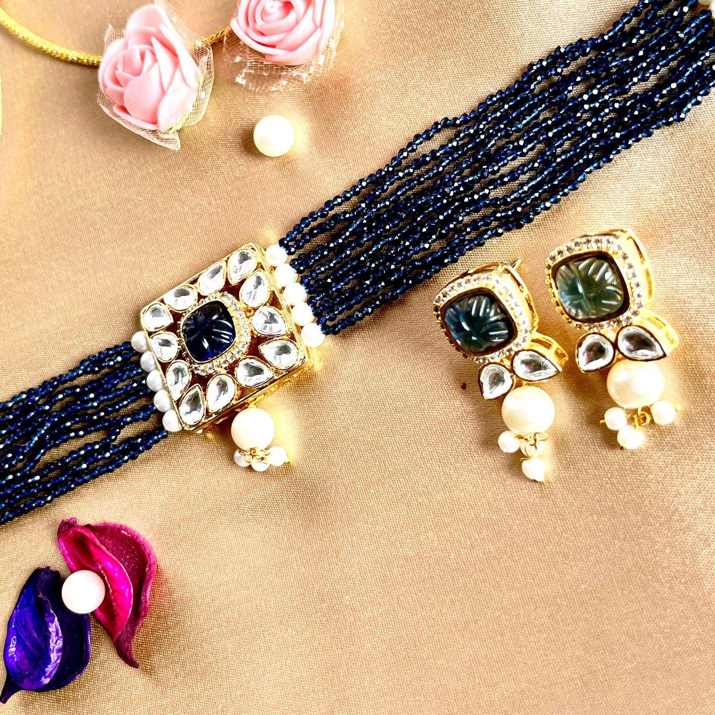 BLUE FIONA CHOKER SET