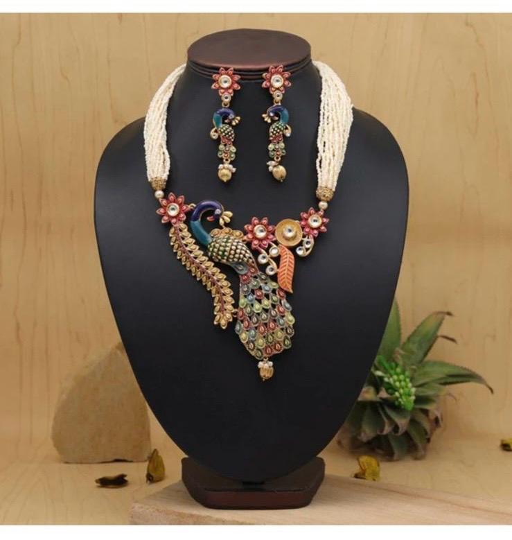 MULTICOLOUR PEACOCK NECKLACE SET