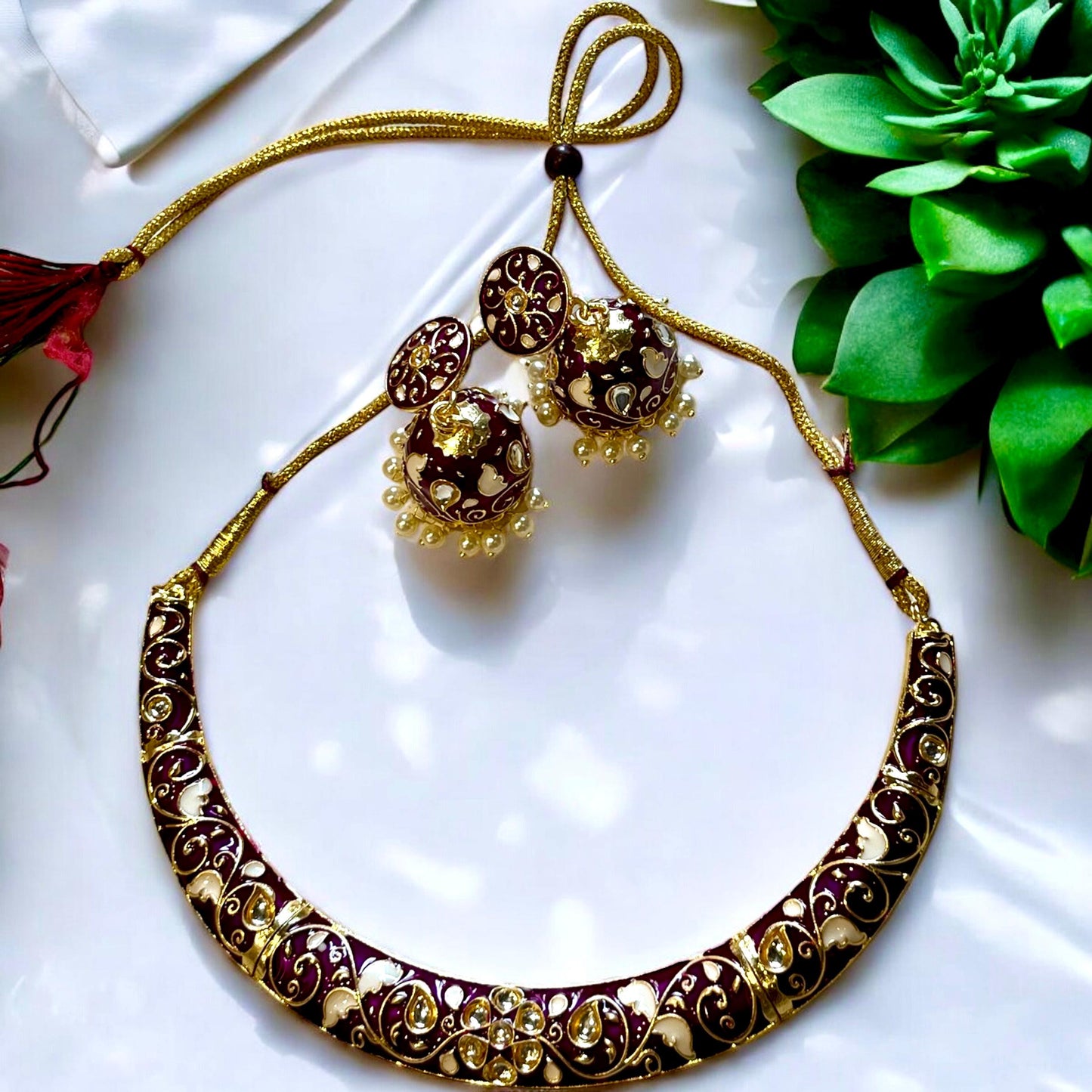 PURPLE SUNDARI HASLI NECKLACE SET