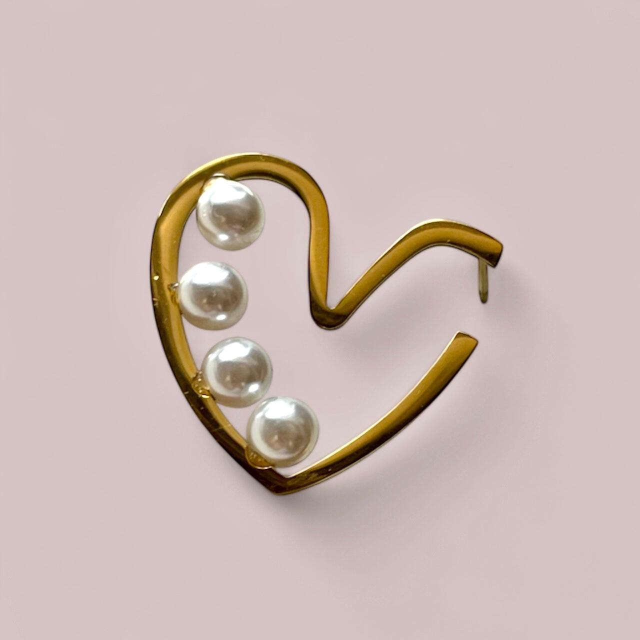 GOLDEN HEART PEARL STUDS