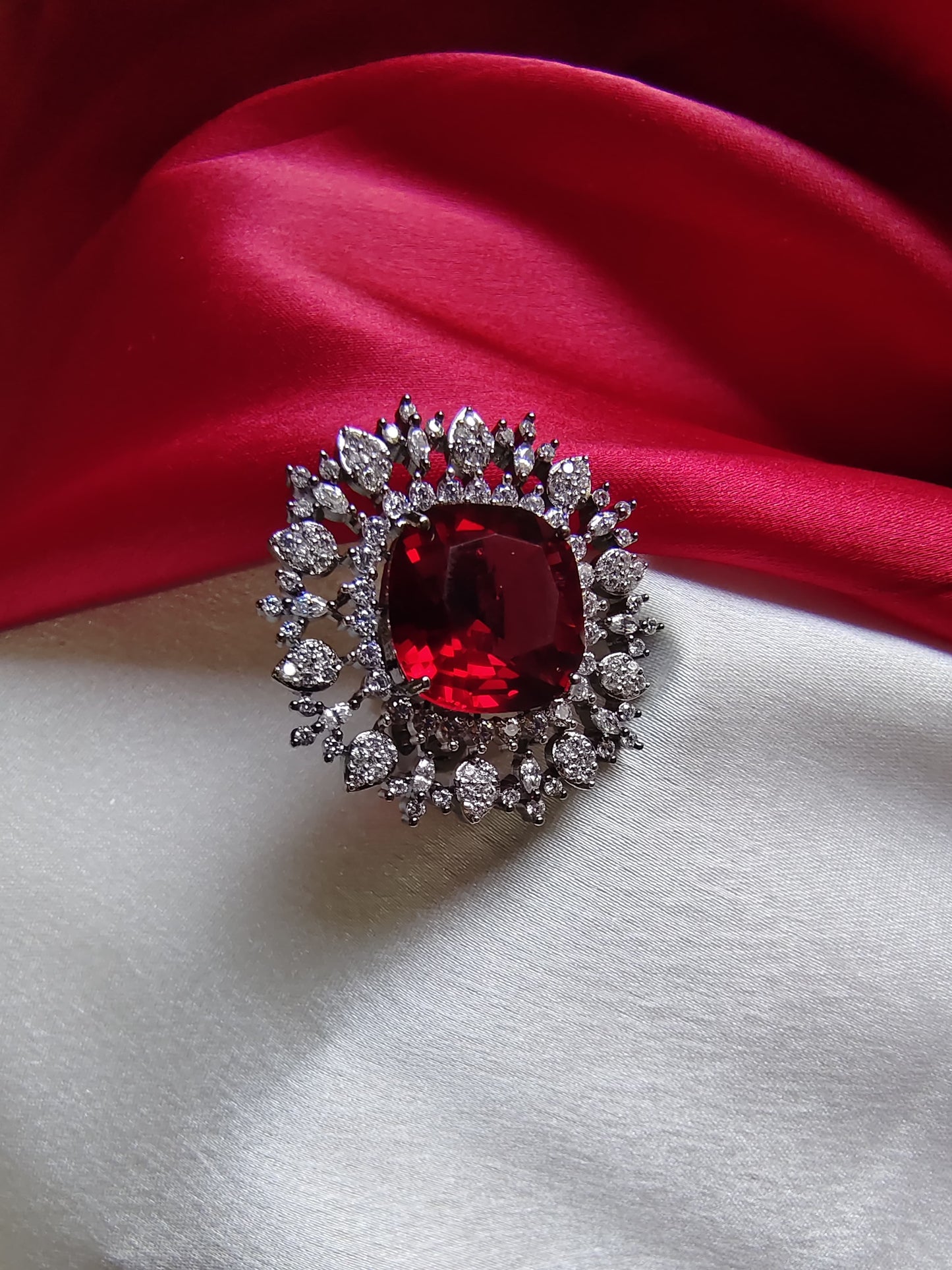 RUBY DAISY ZIRCONIA RING