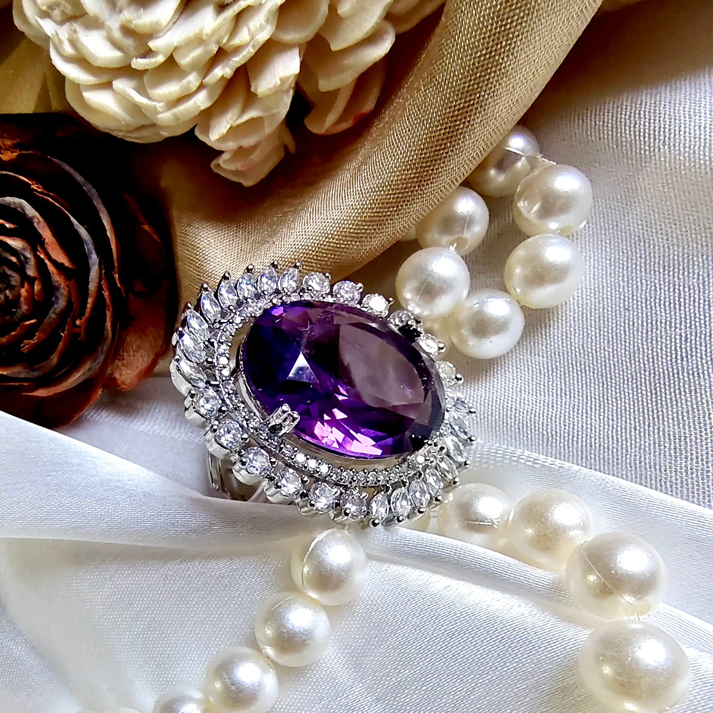 PURPLE IVY ZIRCONIA RING