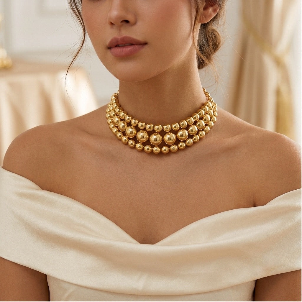 GOLD BEAD NECKPIECE