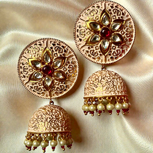 PEACH GOLDY JHUMKIS