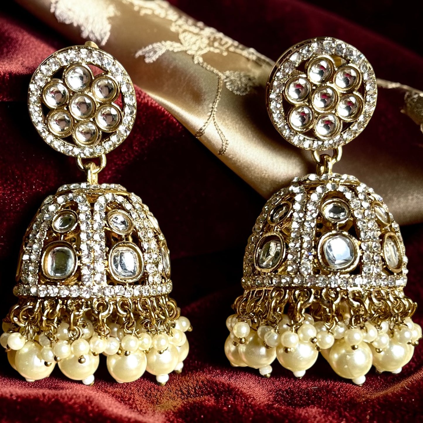 IVORY PEARL KUNDAN JHUMKI