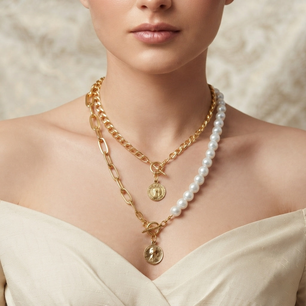GOLDCOIN PEARL NECKPIECE