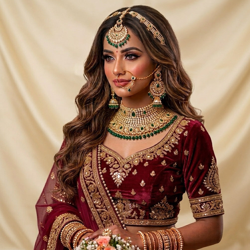 EMERALD KOHINOOR NECKLACE SET