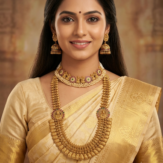 GOLDEN VEENA NECKLACE SET