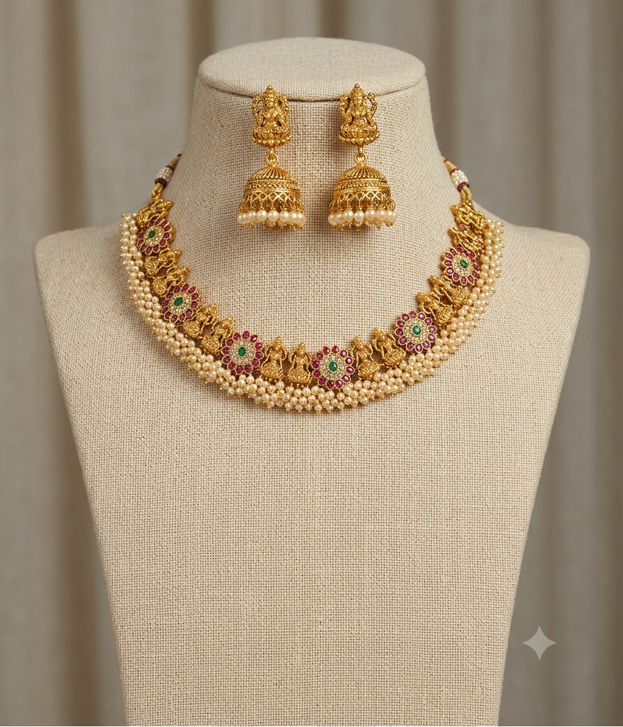 GOLDEN DHANALAXMI NECKLACE SET