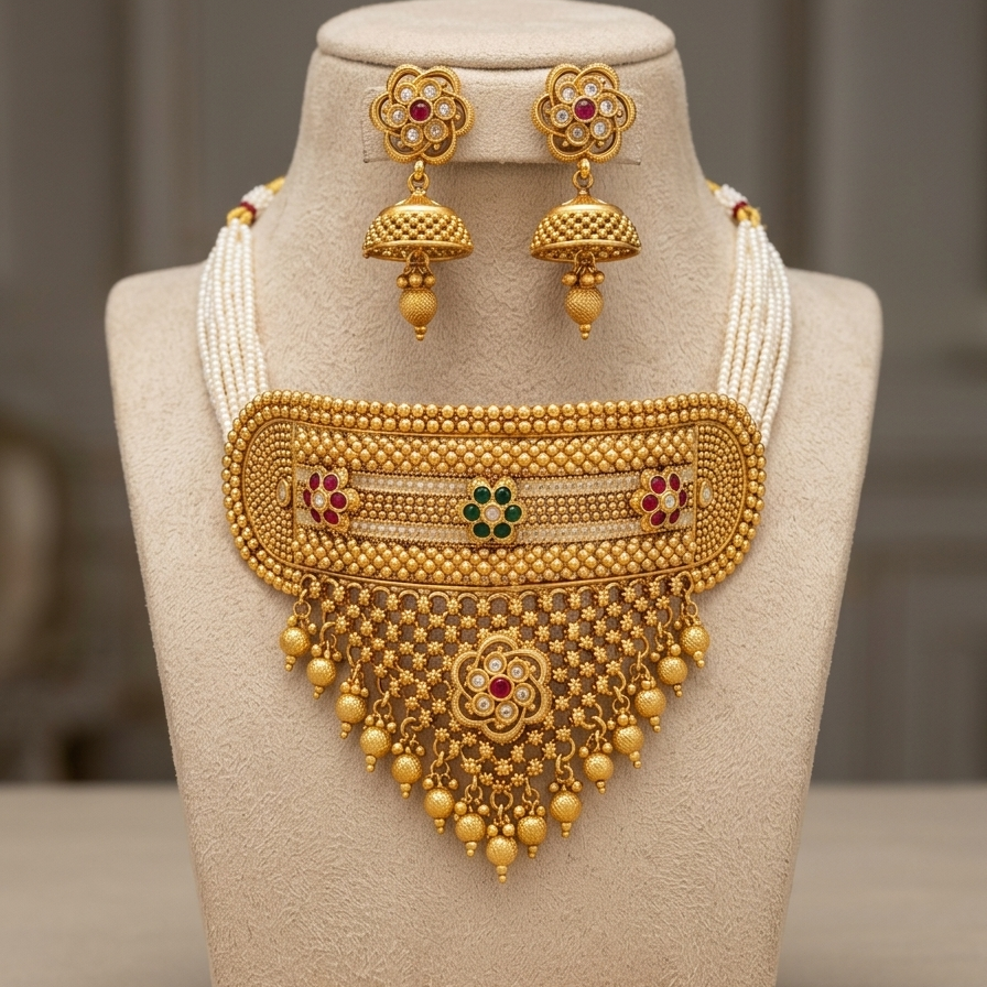 GOLDEN RAJPUTANA CHOKER SET