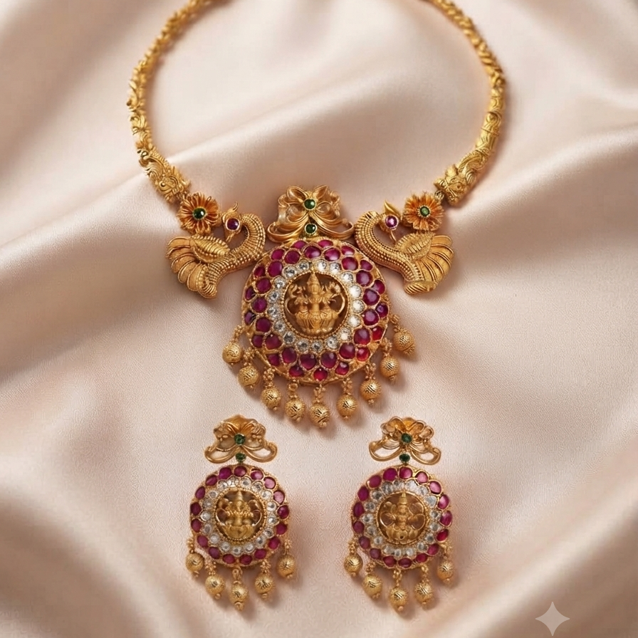 GOLDEN LAKSHMI NECKLACE SET
