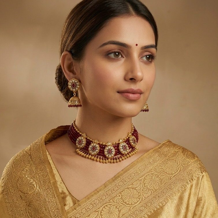 RUBY KAMAKSHI NECKLACE SET