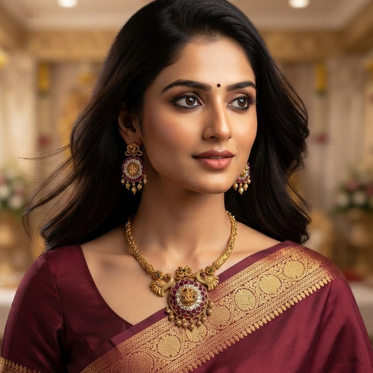 GOLDEN LAKSHMI NECKLACE SET