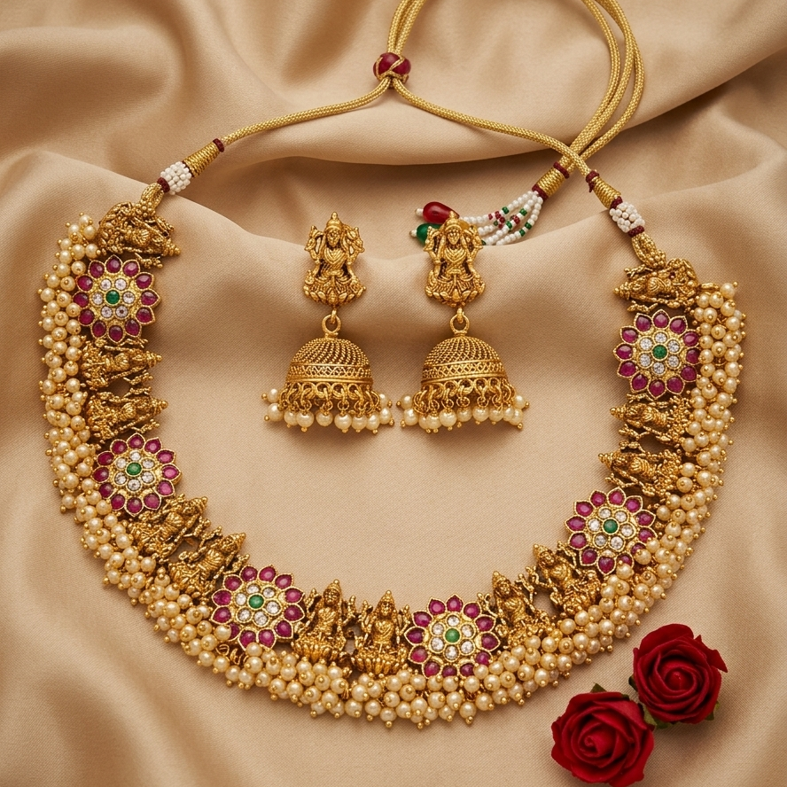 GOLDEN DHANALAXMI NECKLACE SET