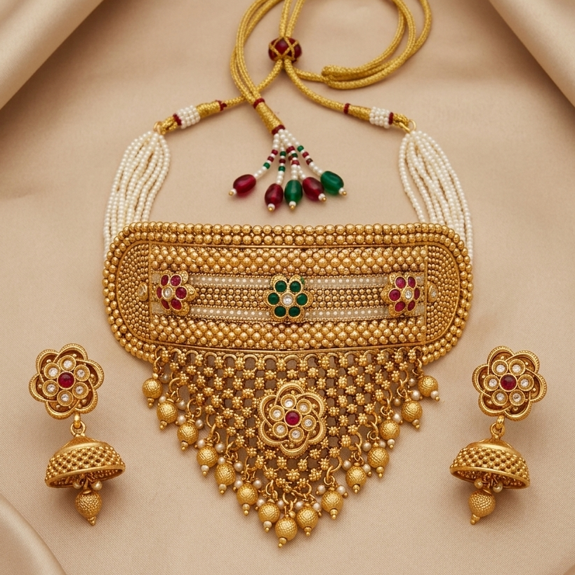 GOLDEN RAJPUTANA CHOKER SET