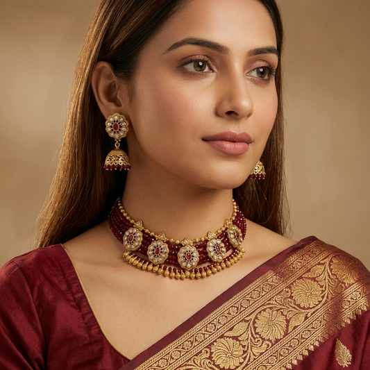 RUBY KAMAKSHI NECKLACE SET