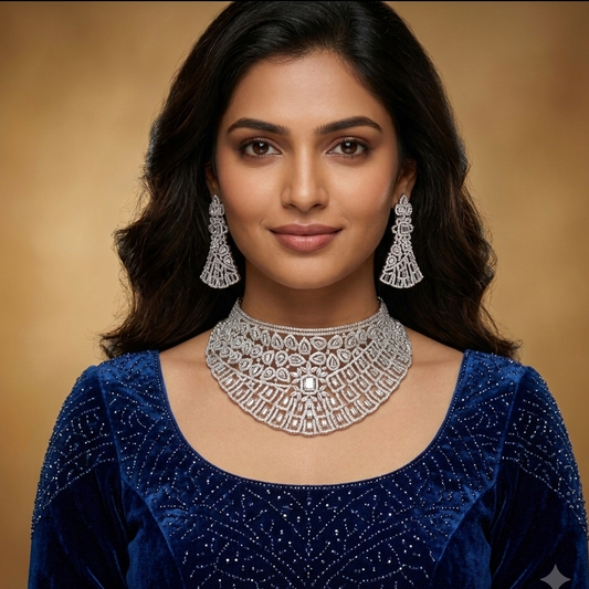 SILVER INAYA CHOKER SET