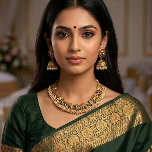 GOLDEN ABHIRAMI NECKLACE SET