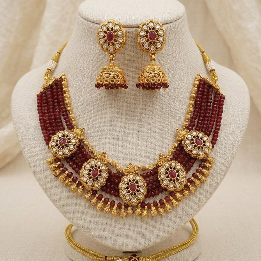 RUBY KAMAKSHI NECKLACE SET
