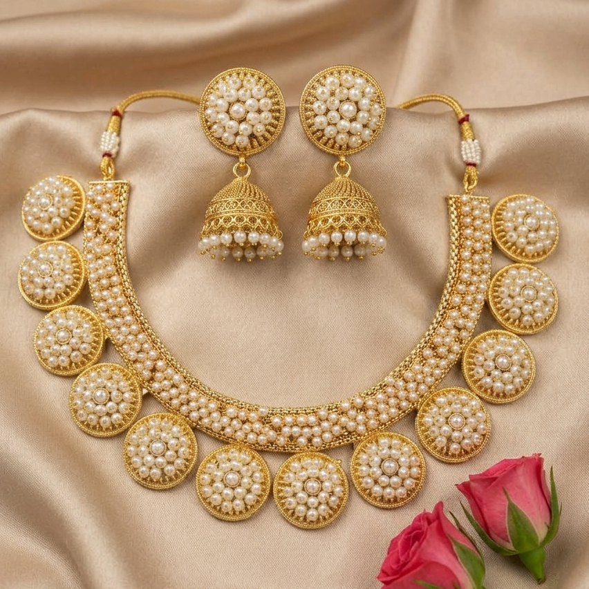 GOLDEN PEARL NECKLACE SET