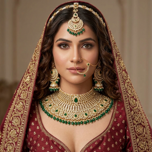EMERALD KOHINOOR NECKLACE SET