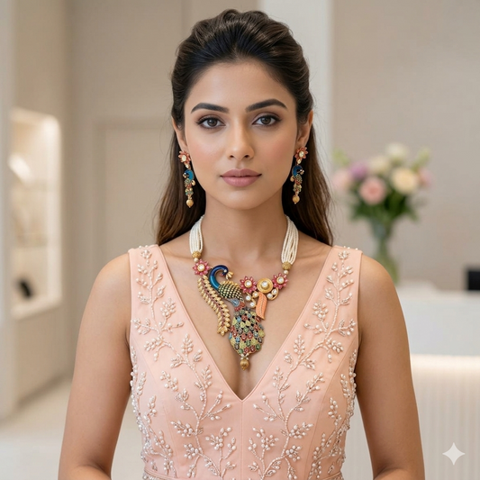 MULTICOLOUR PEACOCK NECKLACE SET