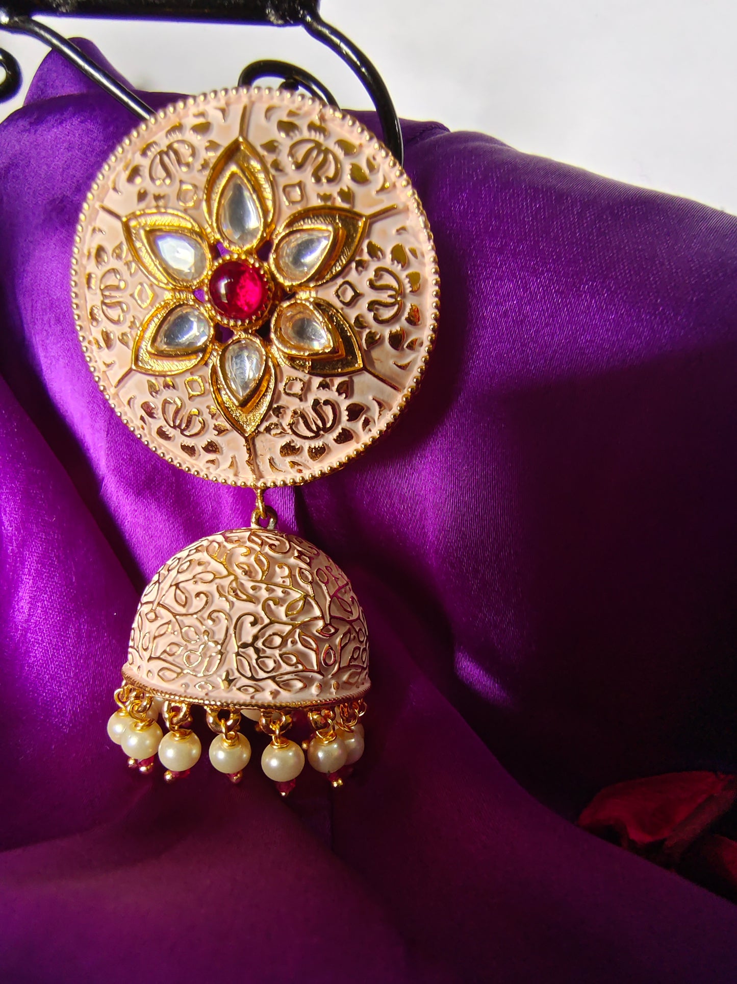 PEACH GOLDY JHUMKIS