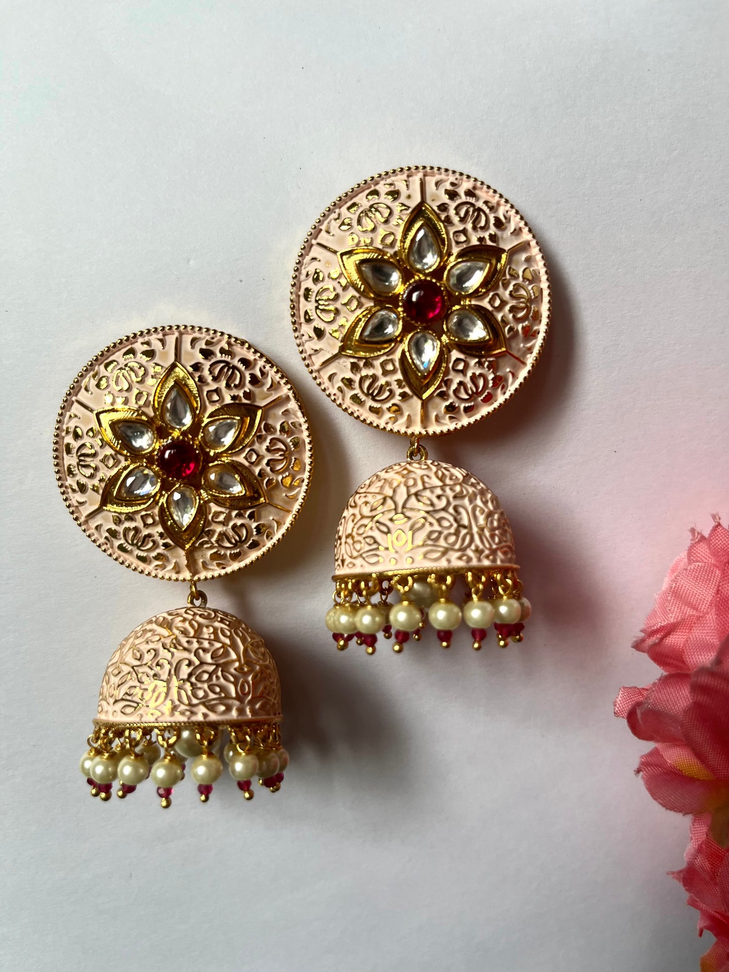 PEACH GOLDY JHUMKIS