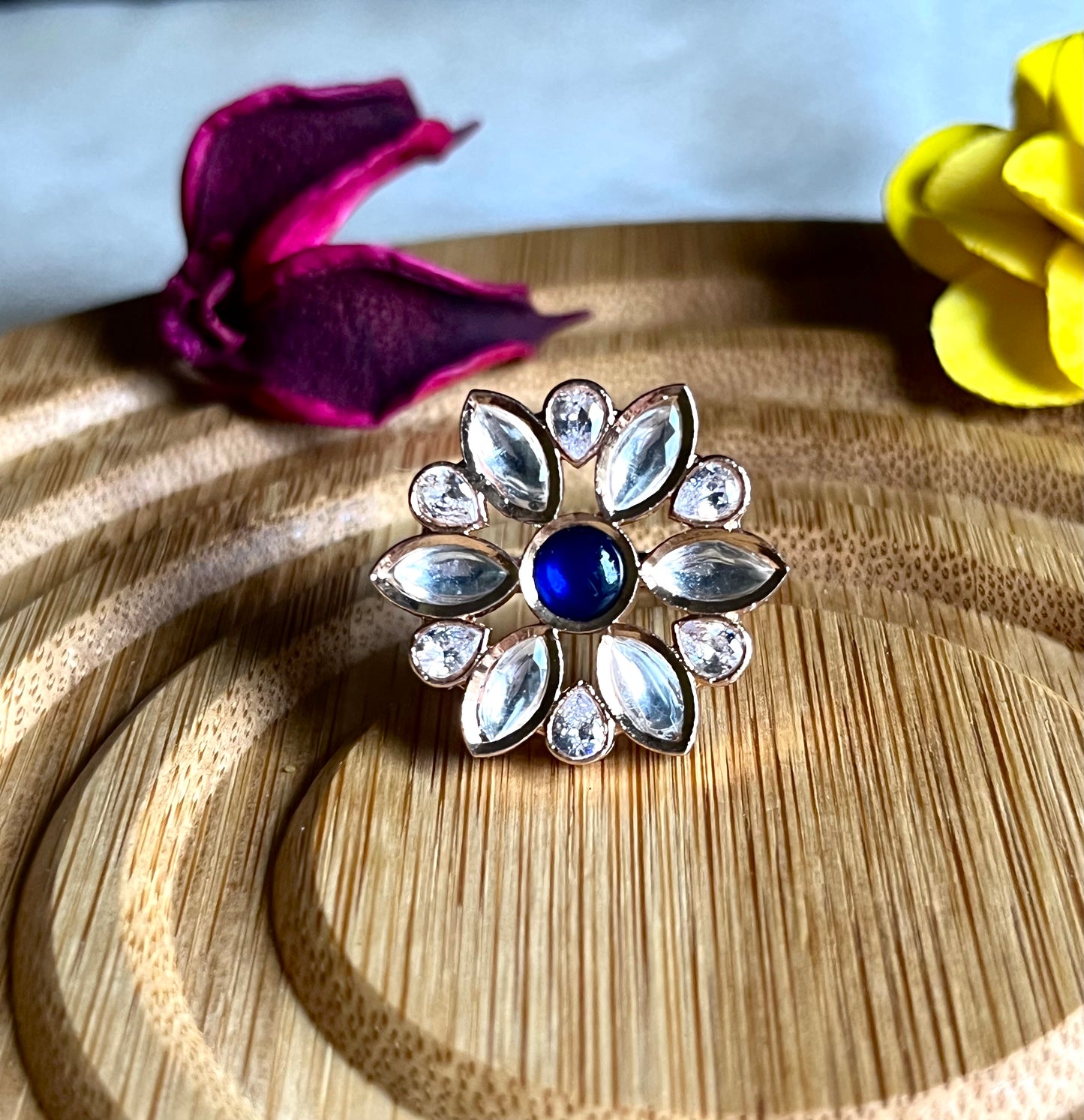 BLUE SHIRIN KUNDAN RING