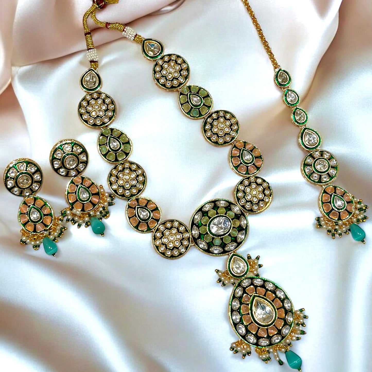 TURQUOISE PEACH LILA NECKLACE SET