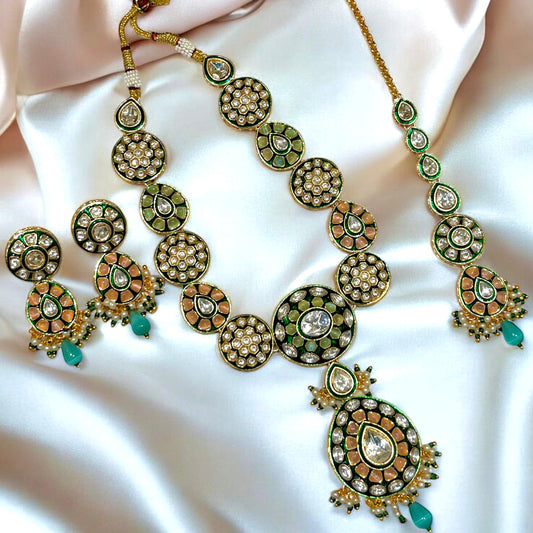 TURQUOISE PEACH LILA NECKLACE SET