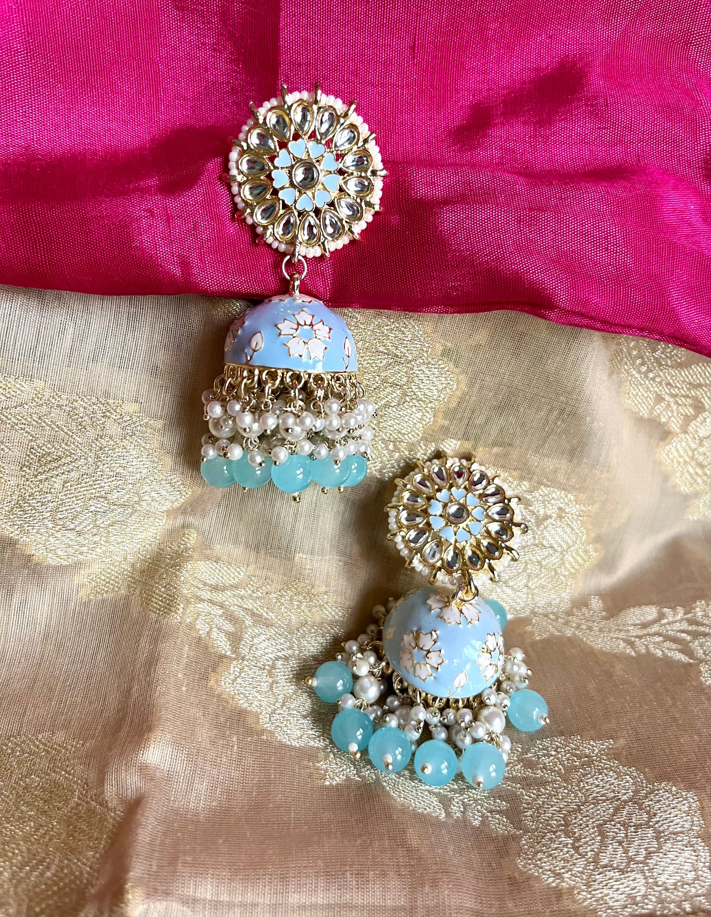 BLUE SHIYA JHUMKIS