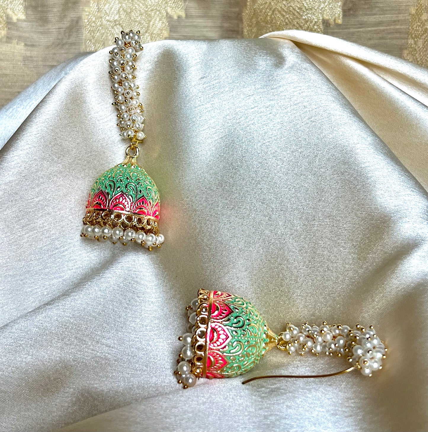 PARROT GREEN TISHA JHUMKIS