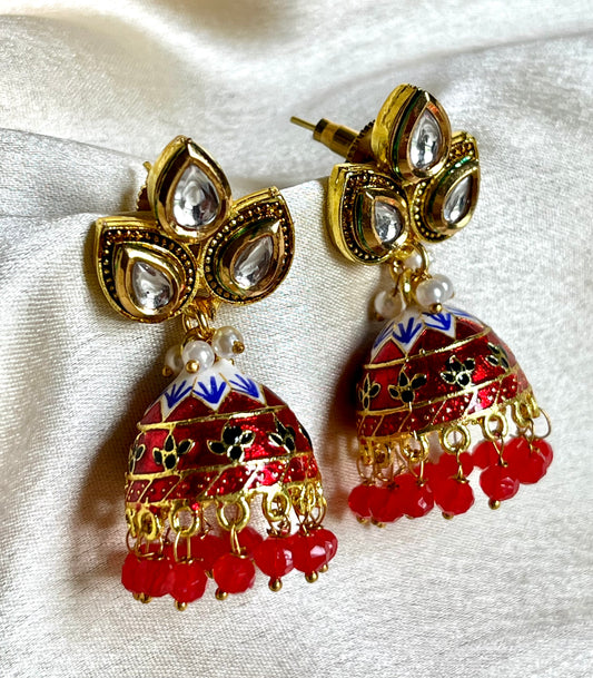 RED PRITHVI JHUMKIS