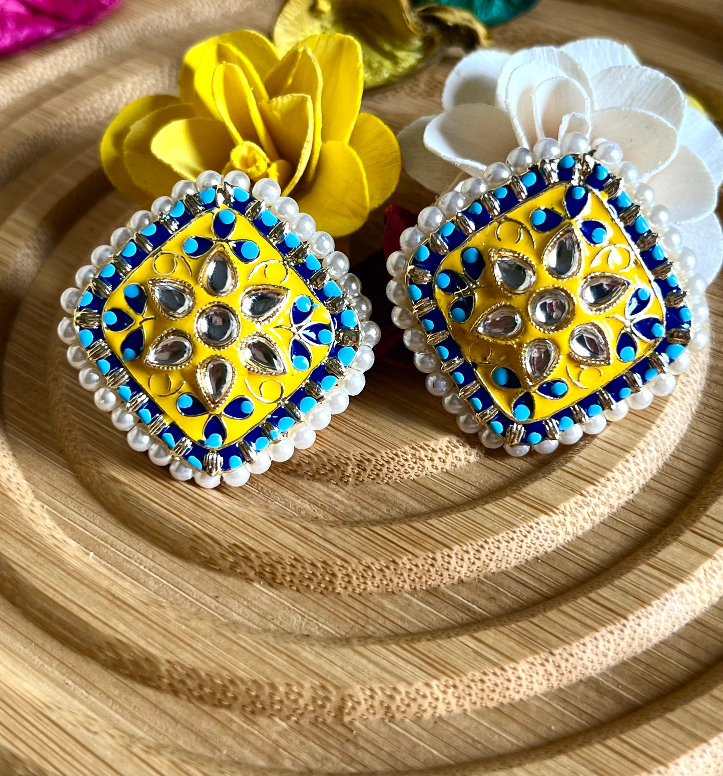 YELLOW DARPAN STUDS