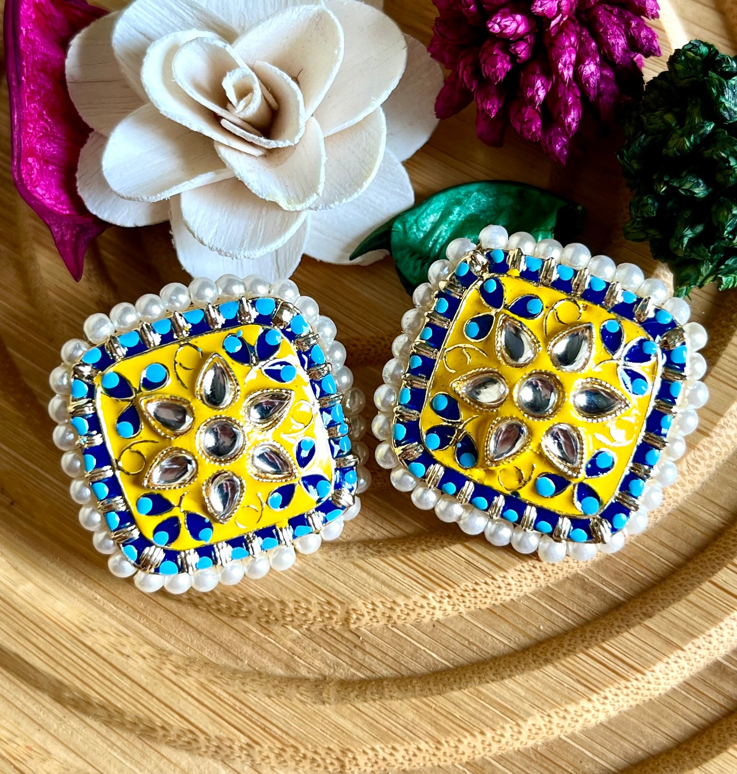 YELLOW DARPAN STUDS