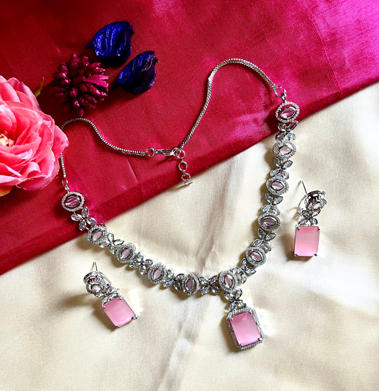 PINK PARI ZIRCONIA NECKLACE SET