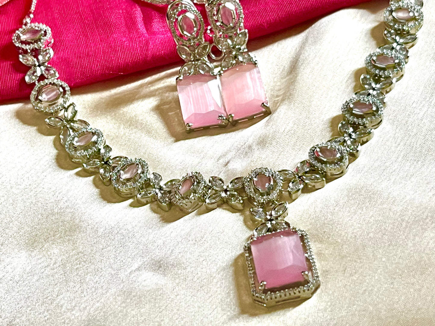 PINK PARI ZIRCONIA NECKLACE SET