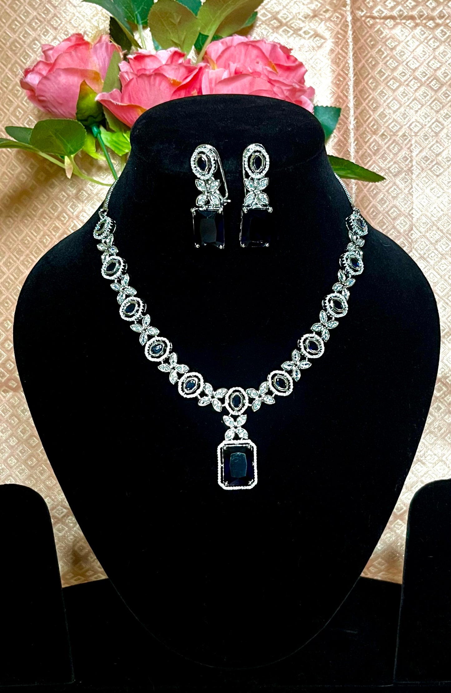 BLUE PRISHA ZIRCONIA NECKLACE SET