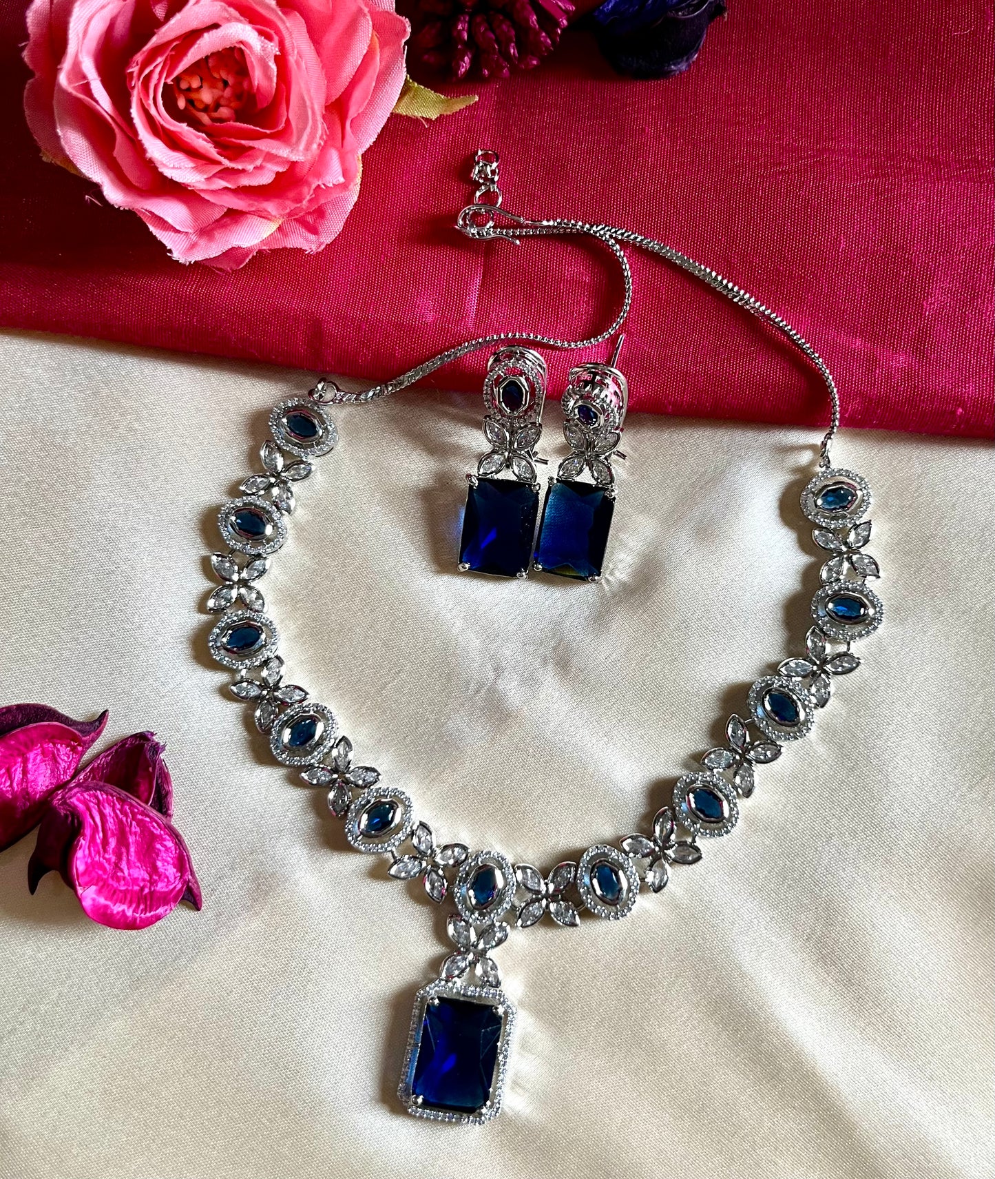 BLUE PRISHA ZIRCONIA NECKLACE SET