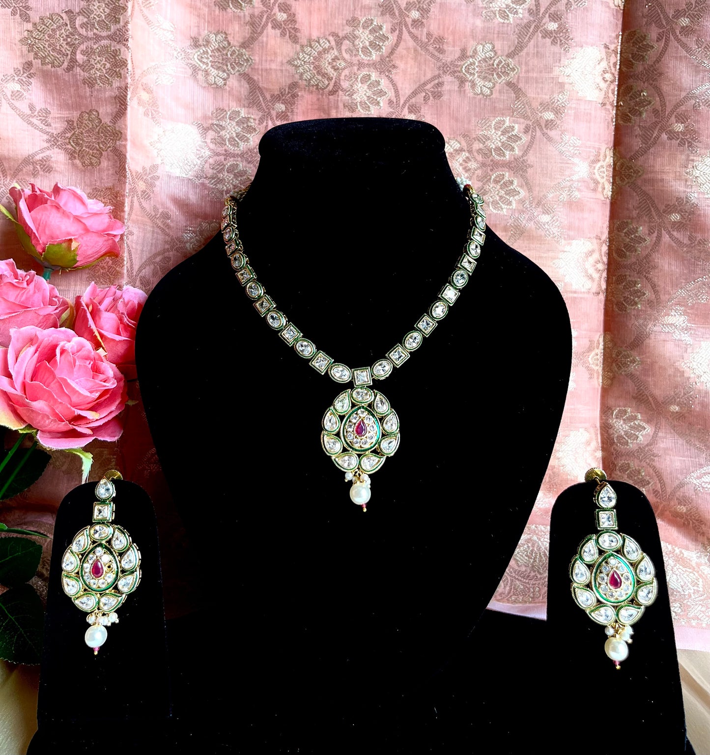 EMERALD RUBY ZIRCONIA NECKLACE SET