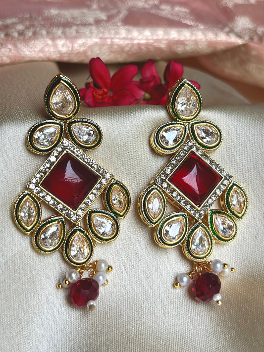 MAROON DAMINI EARRINGS