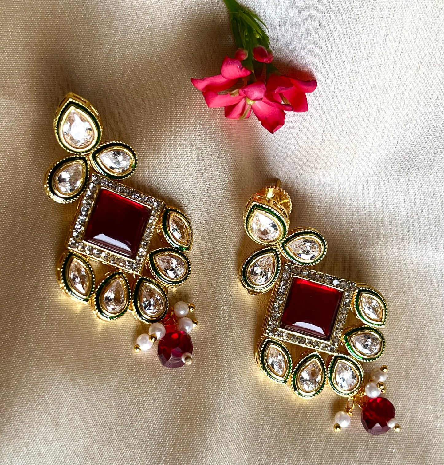 MAROON DAMINI EARRINGS