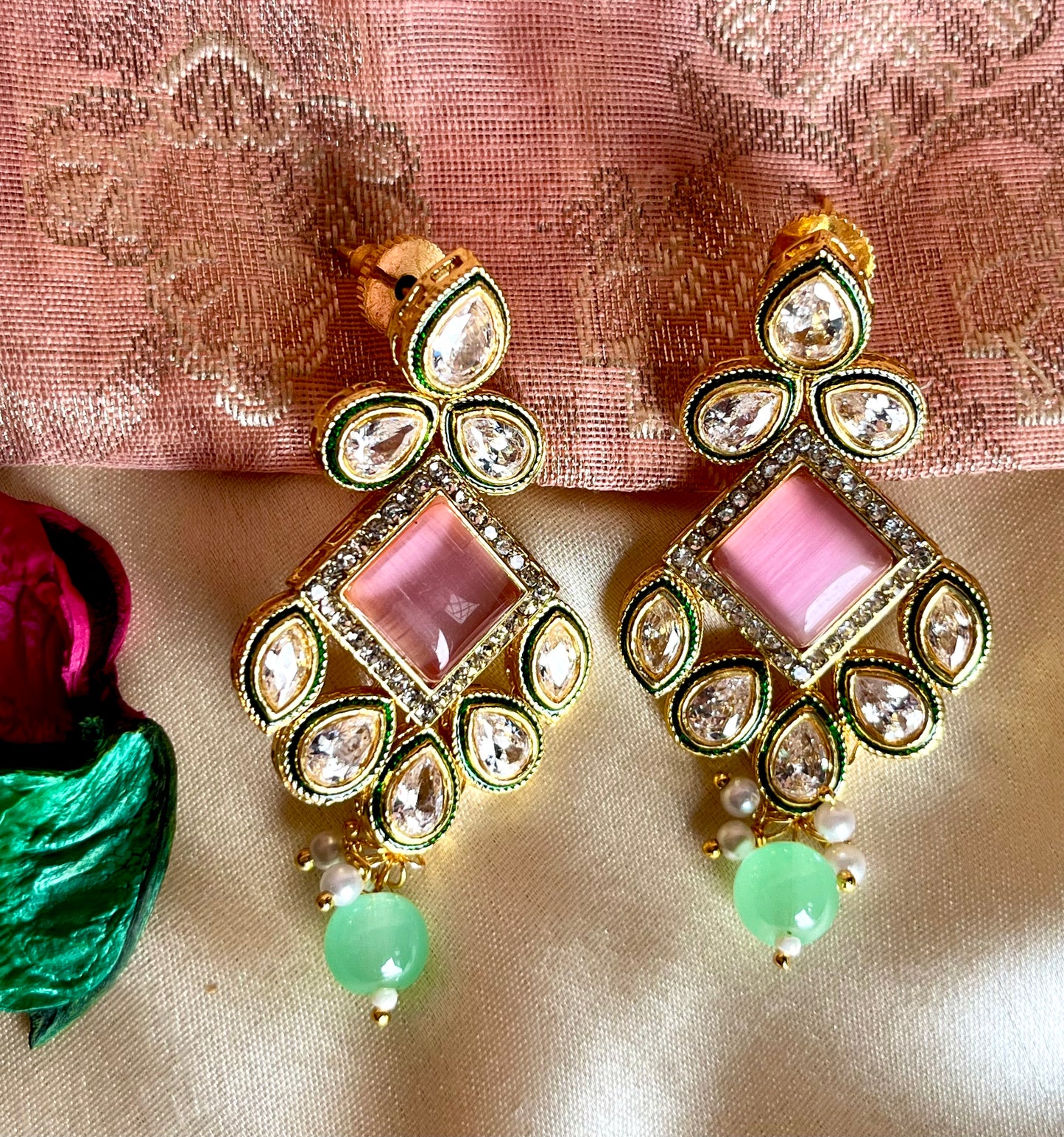 PINK DAMINI EARRINGS