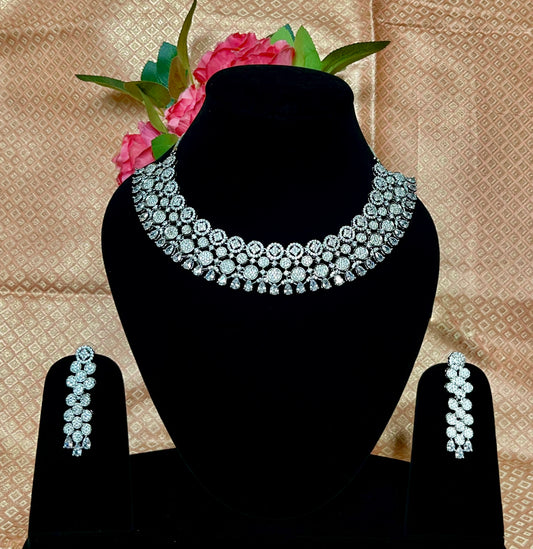 SILVER ERICA ZIRCONIA NECKLACE SET