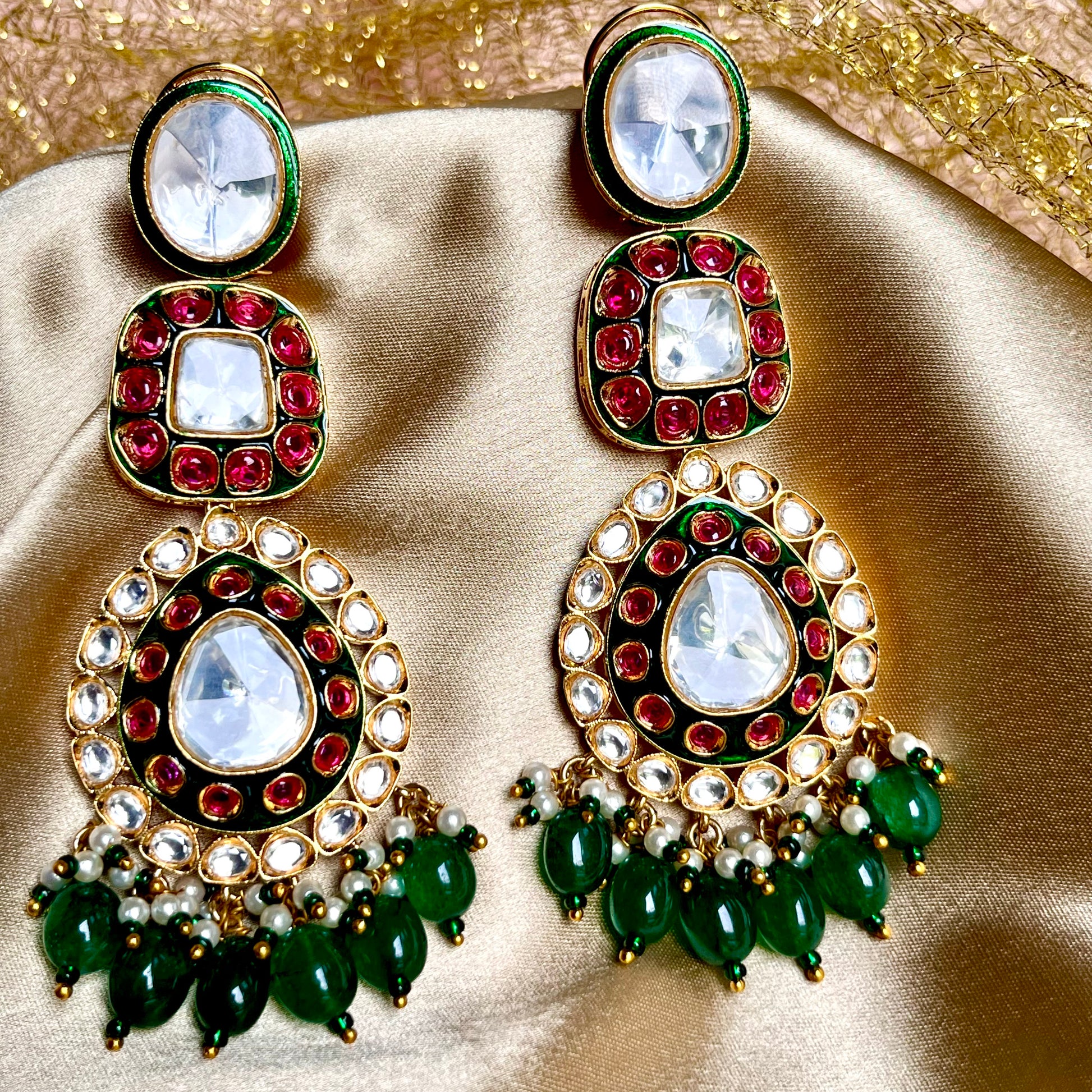 EMERALD TYAANI KUNDAN EARRING - Main Image