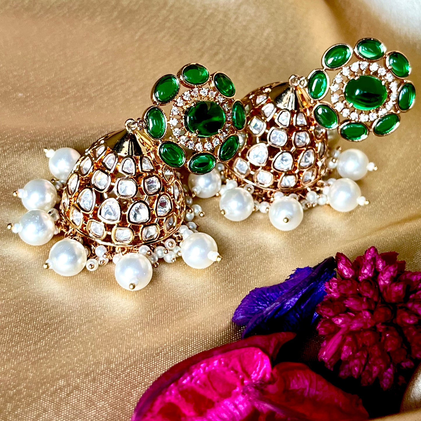 EMERALD POLKI KUNDAN JHUMKI