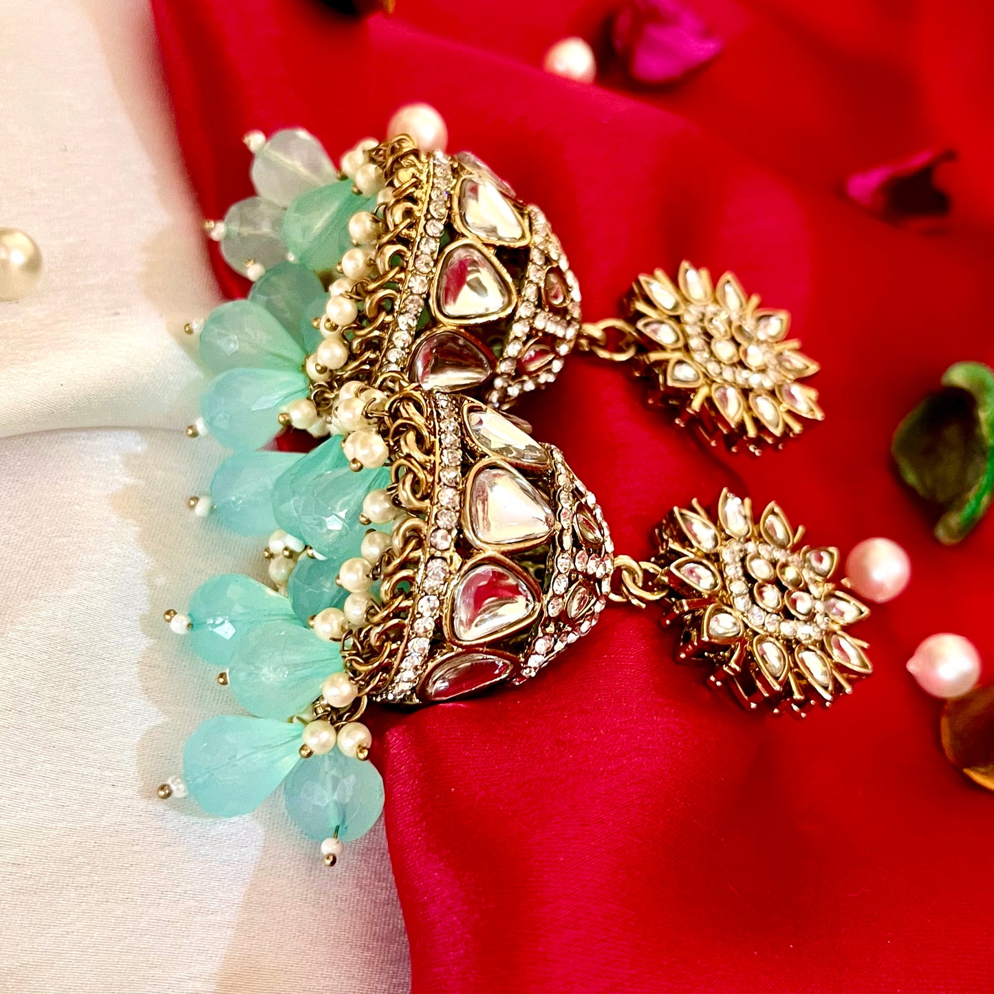 TURQUOISE SUNDARI JHUMKIS